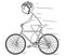 Cartoon of Man With Helmet Riding on Bicycle