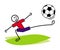 A cartoon man juggles a soccer ball. Football / Soccer. Vector graphics.