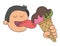 Cartoon man licks ice cream, vector illustration