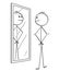 Cartoon of Man Looking at Himself in the Mirror