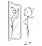 Cartoon of Man Looking at Himself in the Mirror and Seeing Yourself in Better Shape and Muscular