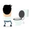 Cartoon man peeing on the toilet seat