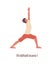 Cartoon man practicing Hatha yoga in virabhadrasana pose flat vector illustration. Male yogi character in Good warrior