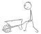 Cartoon of Man Pushing Empty Wheelbarrow