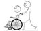 Cartoon of Man Pushing a Wheelchair With Disabled Man