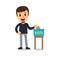 Cartoon man putting voting paper in the ballot box