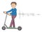 Cartoon man rides electric scooter, vector illustration