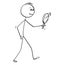 Cartoon of Man Searching With Magnifying Glass or Magnifier
