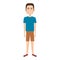 Cartoon man with short pants and hairstyle