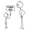 Cartoon of Man and Small Boy Holding Think Big Sign