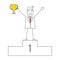 Cartoon man in suit with a trophy at first position