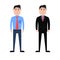 Cartoon man in summer and winter formal business dress