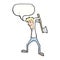 cartoon man swinging axe with speech bubble