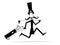 Cartoon man in the top hat running to play golf