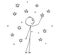 Cartoon of Man Touching Stars on the Sky