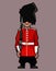 Cartoon man in the uniform of a soldier of the royal guard of great britain