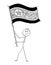 Cartoon of Man Waving the Flag of Democratic People`s Republic of Korea or North Korea