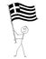 Cartoon of Man Waving the Flag of Greece or Hellenic Republic