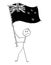 Cartoon of Man Waving the Flag of New Zealand