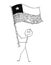 Cartoon of Man Waving the Flag of Republic of Chile