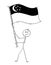 Cartoon of Man Waving the Flag of Republic of Singapore