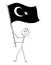 Cartoon of Man Waving the Flag of Republic of Turkey