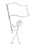 Cartoon of Man Waving White or Empty Flag