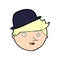 cartoon man wearing bowler hat