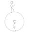 Cartoon of Man Who is Trapped Inside of His Bubble And Looking on Another Man Who is Outside