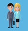Cartoon man and woman business work cooperation