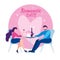 Cartoon Man Woman Cafe Table Romantic Dinner Date