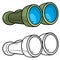 Cartoon marine binoculars vector icon for coloring