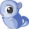 Cartoon mascot baby chinchilla, vector image in manga style, animal manga in blue color