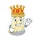 A cartoon mascot design of macadamia nut butter performed as a King on the stage