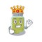 A cartoon mascot design of pumpkin seed butter performed as a King on the stage