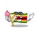 Cartoon Mascot featuring flag zimbabwe with ice cream