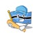 Cartoon mascot flag botswana smile funny playing baseball