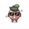 Cartoon mascot of pluot fruit with cool gesture