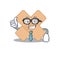 Cartoon mascot style of cross bandage Businessman with glasses and tie