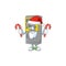 Cartoon mascot style of parking ticket machine in Santa costume with candy