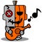 Cartoon mascot voodoo pumpkin doll guitar