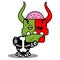 Cartoon mascot zombie demon head