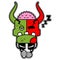 Cartoon mascot zombie demon sleeping