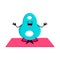 Cartoon math number eight character on yoga sport