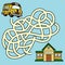 Cartoon Maze Game Education For Kids Help The School Bus Get To The School