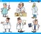 Cartoon medical staff characters set