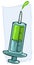 Cartoon medical syringe withv accine vector icon