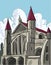 Cartoon of a medieval cathedral
