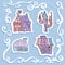 Cartoon medieval fairy tale houses stickers