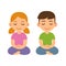 Cartoon meditating children